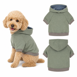 Solid Color Lined Hooded Dog Sweatshirt dog outfitspet <b>clothes</b> oem pet <b>clothes</b> Raglan Sleeve Warm Pet Hoodie - Product Image 1