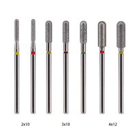 Fraise à ongles diamantée ronde à tête lisse, petite taille, rouge, 3,0*10, pour manucure russe, coupe-cuticules