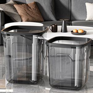 Transparent Trash Can Premium Home Storage <b>Bin</b> <b>Large</b> Size for Living Room, Kitchen - Plastic Press-down Lid Waste <b>Bin</b> - Product Image 1