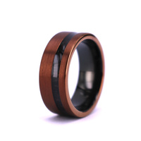 Trendiger Espresso-Wolfram-Ehering mit Ebenholz-Einlage Schwarzes Inneres Zertifizierter Unisex THX Schmuck für Männer