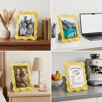 Cadre photo moderne en acrylique, directement de l'usine, personnalisable, vente en gros, impression UV, OEM ODM, décor de table ondulé jaune