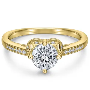 Goedkope Groothandel Hart Goud Prijs Ringen 10/14/18K Goud Ronde Geslepen Diamant Aanslag Gratis Sieraden Goud Trouwringen