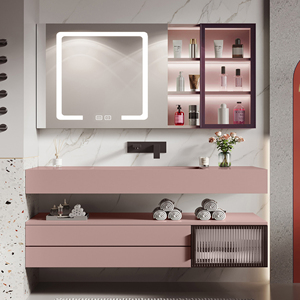 Mueble de Baño Estilo Crema Cálido con Lavabo, Mueble Independiente con Gabinete de Madera Sólida - Product Image 1