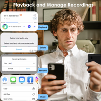 Perekam MP3 64GB dengan Aktivasi Suara Magnetik untuk Kontrol Aplikasi, Daya Tahan Baterai Lama, untuk Panggilan & Rapat