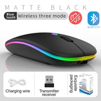 Souris sans fil OEM droite 5.0 RGB rétroéclairée, silencieuse, ergonomique, 2.4G 1600DPI, double mode, programmable, portable pour ordinateur de bureau et portable