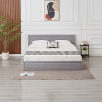 Einfaches, günstiges, schönes, dickes Kopfteil, Leinen, Grau, Weiß, Bett, getuftet, Queen-Size, King-Size, Gaslift-Bettrahmen mit Stauraum