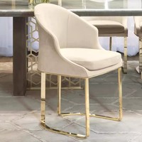 Chaise de salle à manger moderne en acier inoxydable, avec accoudoirs et pieds en métal rembourrés, idéale pour les cafétérias scolaires