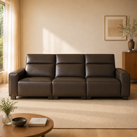 Canapé moderne en cuir véritable brun foncé, écologique, avec dossiers réglables, accoudoirs larges, en forme de L, pour appartement ou hôtel