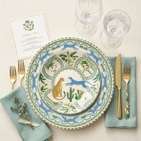 Service de table en céramique à imprimé léopard safari moderne, vaisselle de luxe pour hôtel et restaurant, assiettes à dîner, à salade et à gâteau en porcelaine 6,5/8/10,5/12 pouces