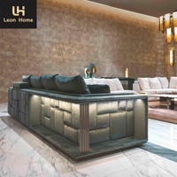 Ensemble Canapé de Salon Italien Haut de Gamme, Mobilier Sectionnel en Cuir de Luxe en Forme de L, Premium pour Villa