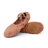 Ballerines classiques couleur tan, chaussures de ballet roses avec tissu extensible doux pour femmes et filles, pour la danse et les spectacles pour enfants