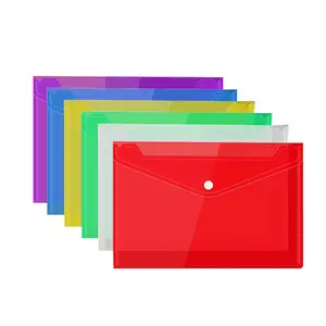 Sac de documents en plastique coloré Pp A5 A4 sac de fichiers Transparent dossier de fichiers étanche avec bouton-pression peut être personnalisé