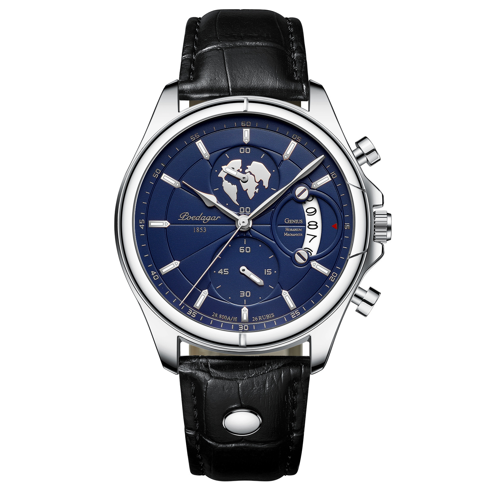 2-tre puntatori cassa argento quadrante blu