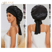 Grand bonnet de cheveux en satin pour femmes, couvre-cheveux, écharpe avec larges sangles élastiques réglables et enveloppes de cheveux en satin
