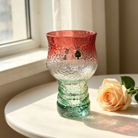 Gobelet en verre de Noël avec dégradé rouge et vert pour dîner de Noël, vin, jus, dessert, fête, mariage, décoration de table, vaisselle décorative