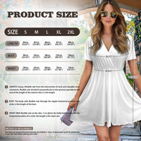 Robe d'été décontractée à col en V, longueur genou, manches courtes, respirante, pour les vacances à la plage (spandex/polyester) - Fabrication sur demande