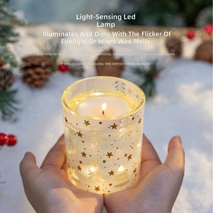 Ensemble cadeau de bougies parfumées en cire de soja de luxe haut de gamme avec lumière <span class=keywords><strong>LED</strong></span> intégrée, en forme de tasse, pour l'aromathérapie, cadeau de Noël pour elle, romantique - Product Image 5