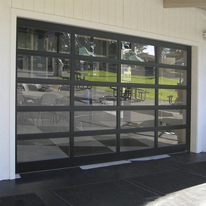 <span class=keywords><strong>Porte</strong></span> de <span class=keywords><strong>garage</strong></span> moderne en aluminium noir avec vitrage, type coulissant vertical à commande automatique, économique pour villas, noir - Product Image 3