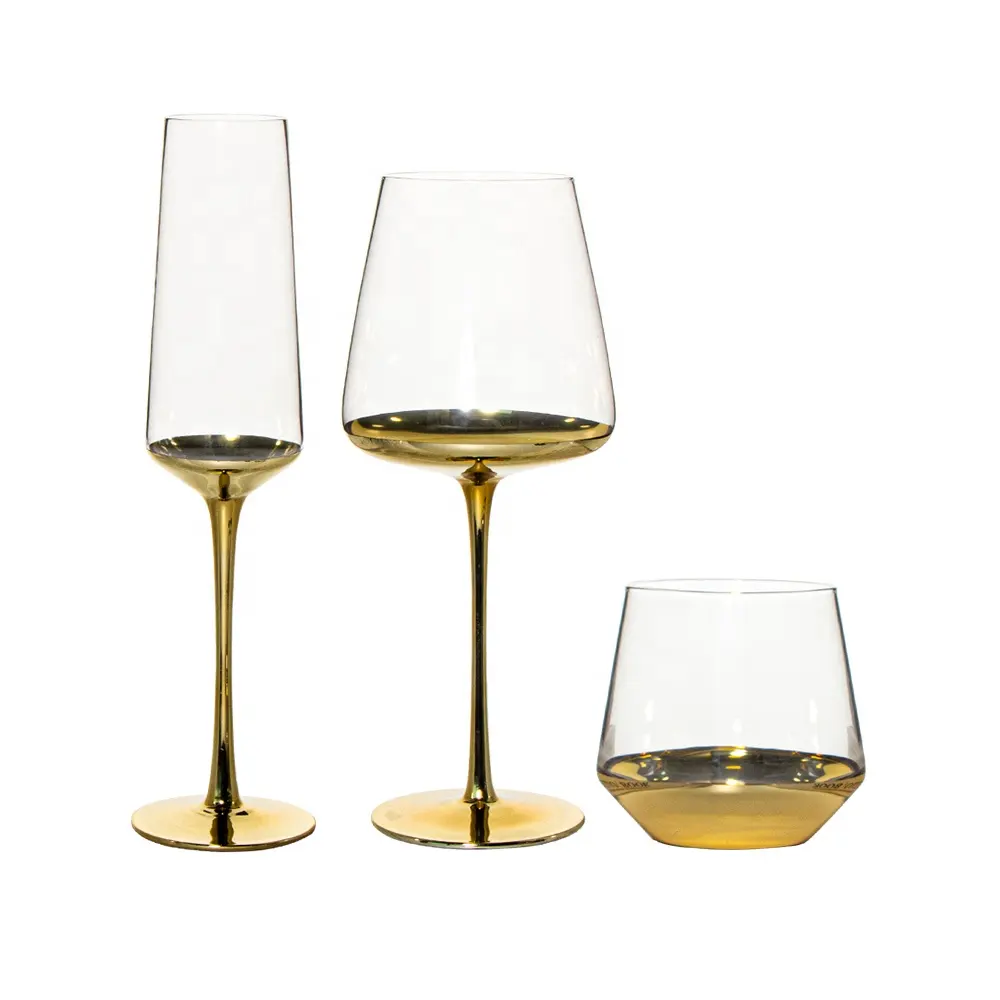 Telsen высококачественные розовые золотые Прозрачные Жесткие выдувные бессвинцовые Свадебные чашки бокалы для шампанского бокалы с канавками