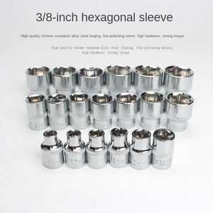 14Pcs 3/8" Drive Socket Set 6 7 8 9 10 11 12 13 14 15 16 17 18 19mm Socket Wrench Set 6 Point Socket Bit Adapter Car Repair Tool