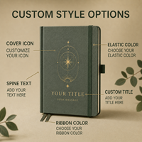 Organiseur/Agenda A5 personnalisable, couverture rigide en cuir PU, motifs dorés, pages lignées, fermeture élastique, attache pour stylo, cadeau, usage quotidien