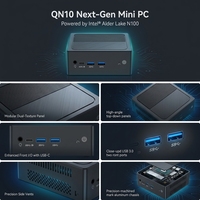 Mini PC Versátil con CPU Alder Lake N95, Windows/Linux, Gráficos UHD, 2*RJ45, 1*HD 2.0, 1*DP, DC, 2*USB 3.0, 2*USB 2.0, 12V