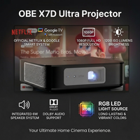 Projecteur intelligent mini portable E-OBE X7D-Ultra 1080P Full HD, 1200ISO, système Google TV pour home cinéma, vidéo projecteur