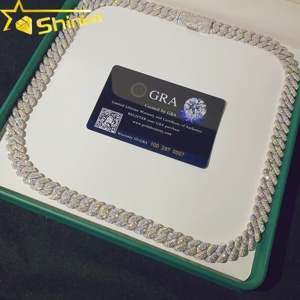 Vượt Qua Tester VVS Moissanite Phòng Thí Nghiệm Kim Cương Bạc 925 Vòng Cổ Chuỗi Hip Hop Iced Ngoài Đồ Trang Sức 10Mm Miami Cuba Liên Kết Vòng Đeo Tay Chuỗi - Product Image 4