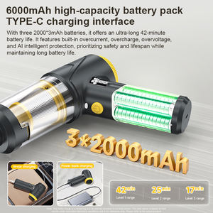 <span class=keywords><strong>Aspirateur</strong></span> de voiture compact sans fil DRC, portable, pour detailing automobile, aspiration 16000 PA, rechargeable, 6000 mAh - Product Image 4