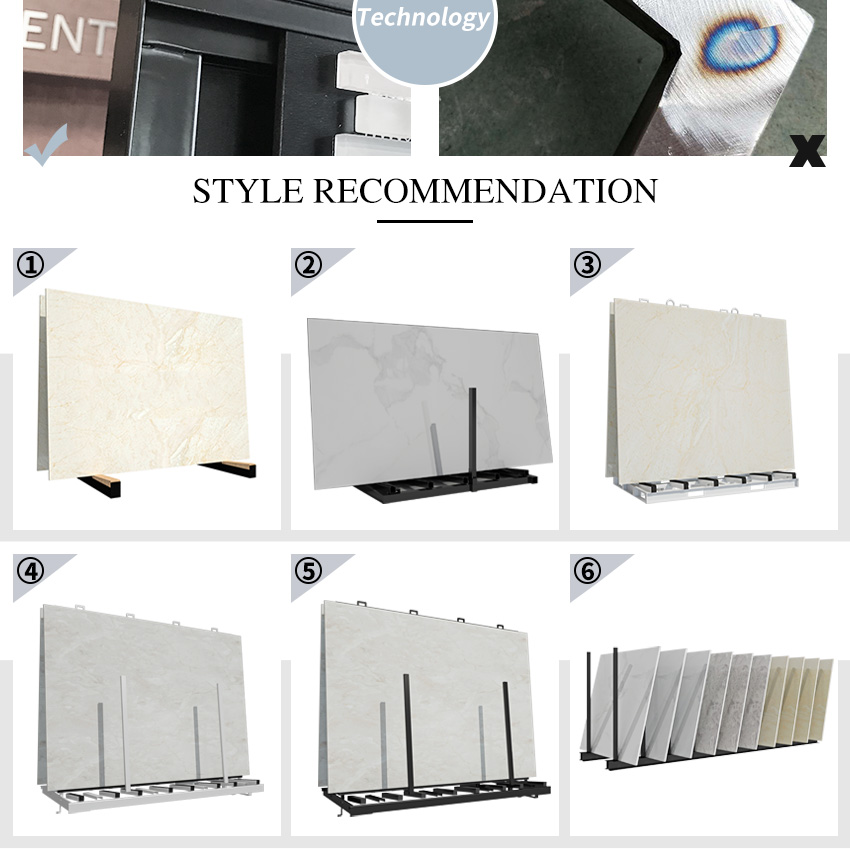 High quality quartz stone plate metal support granite natural stone marble large plate simple slider ceramic tiles display rack