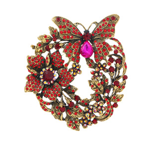 Broche de aleación de zinc con incrustaciones de diamantes, estilo barroco vintage, con diseño intrincado de mariposa y flor, elegante y versátil, unisex, para abrigos. - Product Image 5