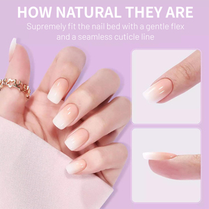 <span class=keywords><strong>Grossiste</strong></span> Marque Blanche 150 Pièces Faux Ongles Rose Nude Dégradé à Coller Courts Carrés Amande Ombrés - Product Image 3