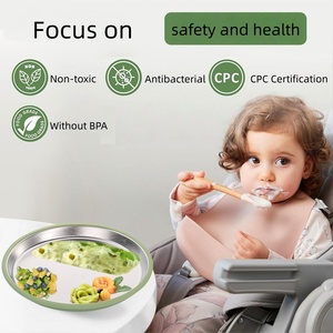 Assiette à dîner pour bébé en silicone sans BPA, à compartiments, avec ventouse, motif rayé, pour les bébés de 0 à 12 <span class=keywords><strong>mois</strong></span> et les enfants de <span class=keywords><strong>4</strong></span> ans et plus - Product Image 3