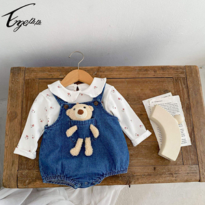 1 logo otoño nuevo bebé niño y niña bebé <span class=keywords><strong>vaquero</strong></span> Correa mameluco con oso muñeca desmontable - Product Image 4