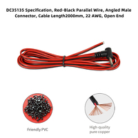 Câble d'alimentation DC 2M DC35135, cordon d'extension à angle droit avec prise mâle DC, fil de connexion DC pour alimentation DC, routeur CCTV, bande LED