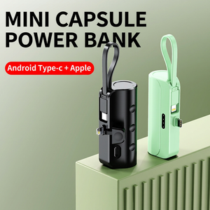 พาวเวอร์แบงค์แบบแคปซูล 5000mAh สายในตัว ขนาดกะทัดรัด พกพาสะดวก สำหรับการใช้งานข้ามประเทศ - Product Image 4