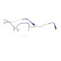 Monturas de Gafas Modernas Doradas para Mujer, Monturas Ópticas de Metal Multimaterial para Hombre, Logotipo Personalizado, Marca de Gafas Militares