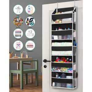 Over The Door Organizer 5 Shelf Hanging <b>Storage</b> With 10 Side Pockets For Baby Products <b>Shoes</b> And Clothing Black - Product Image 3