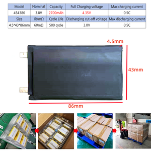 454386 3.8V 2700MAH Batterie lithium-ion semi-solide à haute efficacité de charge 4.35V Cellule à haut débit de décharge ROG Scar Flow - Product Image 2