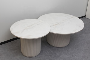 Ensembles de tables basses modernes en Sinterstone et bois, au design élégant et pliable, pour le mobilier de salon - Product Image 2