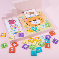Tableau d'apprentissage numérique et alphabétique 2 en 1 en bois pour enfants, jouet de puzzle pour la reconnaissance des nombres, l'arithmétique, l'horloge et l'orthographe des lettres
