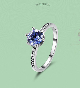 Anillo Delgado Minimalista Ajustable de Plata de Ley S925 con Seis Garras y Gema Azul Incrustada, Joyería para el Dedo, Ideal para Propuesta y Uso Diario - Product Image 2