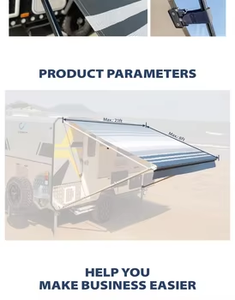Auvent rétractable imperméable W5600 en tissu PVC vinyle, cadre blanc/noir, commande manuelle pour <span class=keywords><strong>caravane</strong></span>, camping-car, fourgon aménagé - Product Image 6