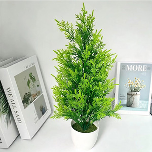 Arbre de cyprès artificiel en pot, 48 cm/18,8 pouces, décoration intérieure et extérieure, plantation de jardin et de pelouse - Product Image 2