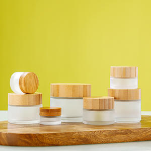 Factory Price Custom Color 5g 10g 15g 20g 30g 50g 60g 100g Face Cream <b>Glass</b> <b>Jar</b> <b>With</b> Bamboo <b>Wood</b> Grain <b>Lid</b> - Product Image 2