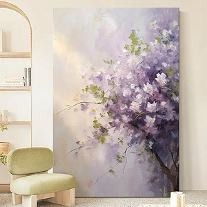 Personalización Hotel ilustraciones flor grande pintura lienzo púrpura violeta acrílico arte sala <span class=keywords><strong>de</strong></span> estar decoración <span class=keywords><strong>de</strong></span> pared arte <span class=keywords><strong>de</strong></span> pared grande - Product Image 4