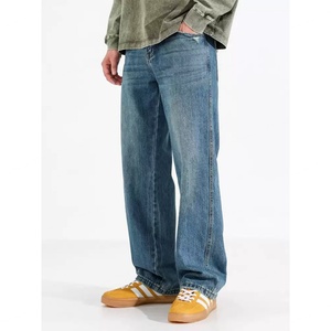 Jeans sur mesure de haute qualité pour hommes, bleu délavé, coton vintage, coupe droite, slim, pantalon en denim, jeans pour hommes - Product Image 4