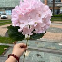 Bunga Hydrangea Sutra Buatan Berkualitas Tinggi Satu Tangkai Warna Pink Putih Biru Tahan Air untuk Dekorasi Rumah Tahun Baru Indoor/Outdoor