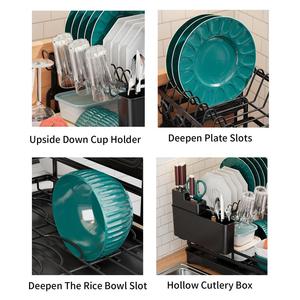 <span class=keywords><strong>Escurridor</strong></span> de Platos Moderno de 2 Niveles con Soporte <span class=keywords><strong>para</strong></span> Cubiertos, Ganchos <span class=keywords><strong>para</strong></span> Tazas, Boquilla de Drenaje, de Acero al Carbono, Fabricante de Escurridores de Cocina - Product Image 5