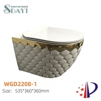SDAYI luxe couleur dorée point une pièce types bassin salle de bain évier en céramique suspendu ensembles de toilette fille wc cuvette de toilette